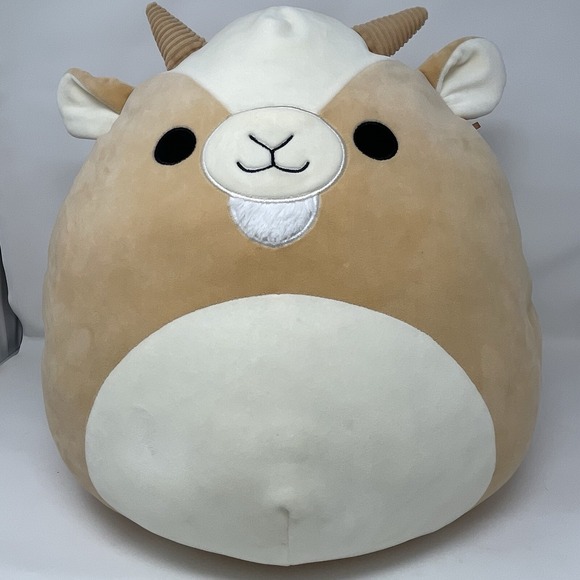 Squishmallows Grant the Farm Goat 16 inch Stuffed Plush Horned White Tan Pillow - Picture 1 of 16